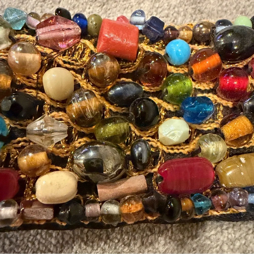 Vintage Beaded Statement Belt – Multicolor Glass Beads – Boho Artisan Style